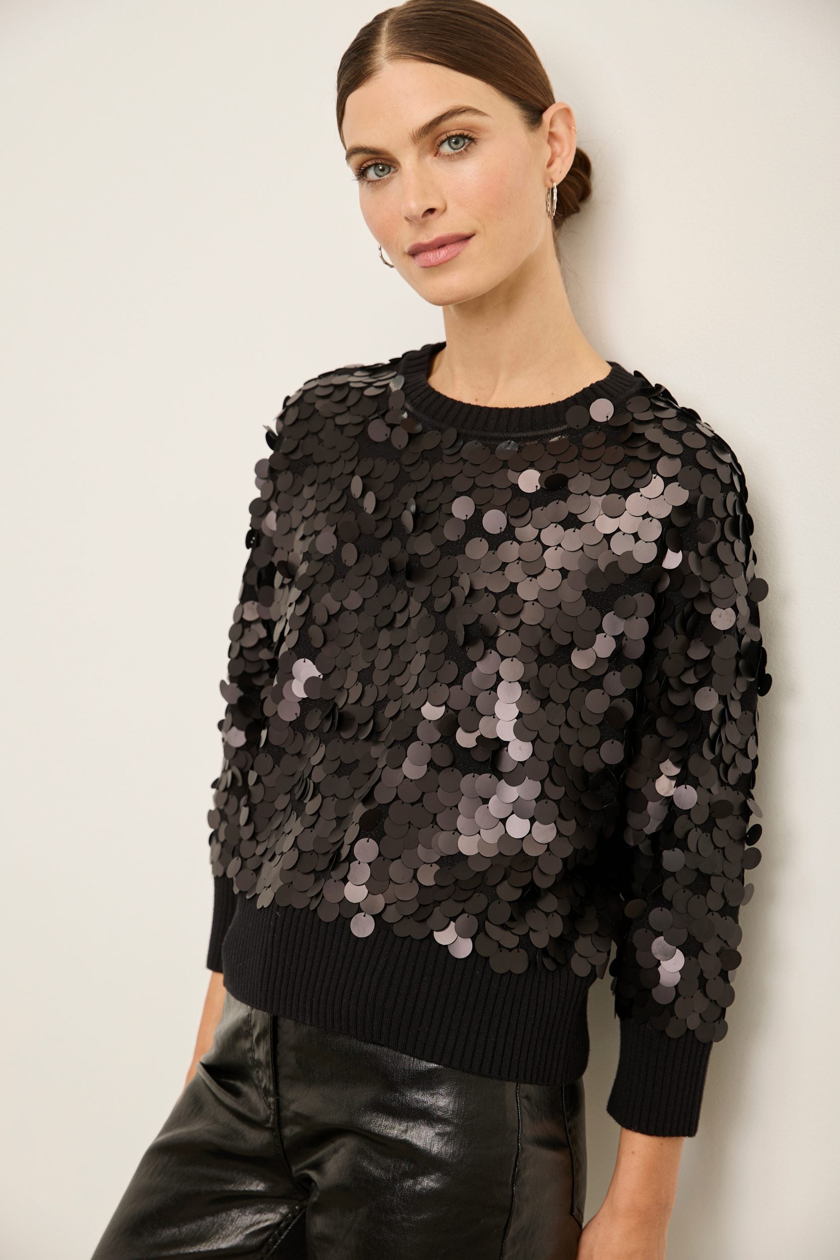 Sequin Knit 3/4 Sleeve Sweater