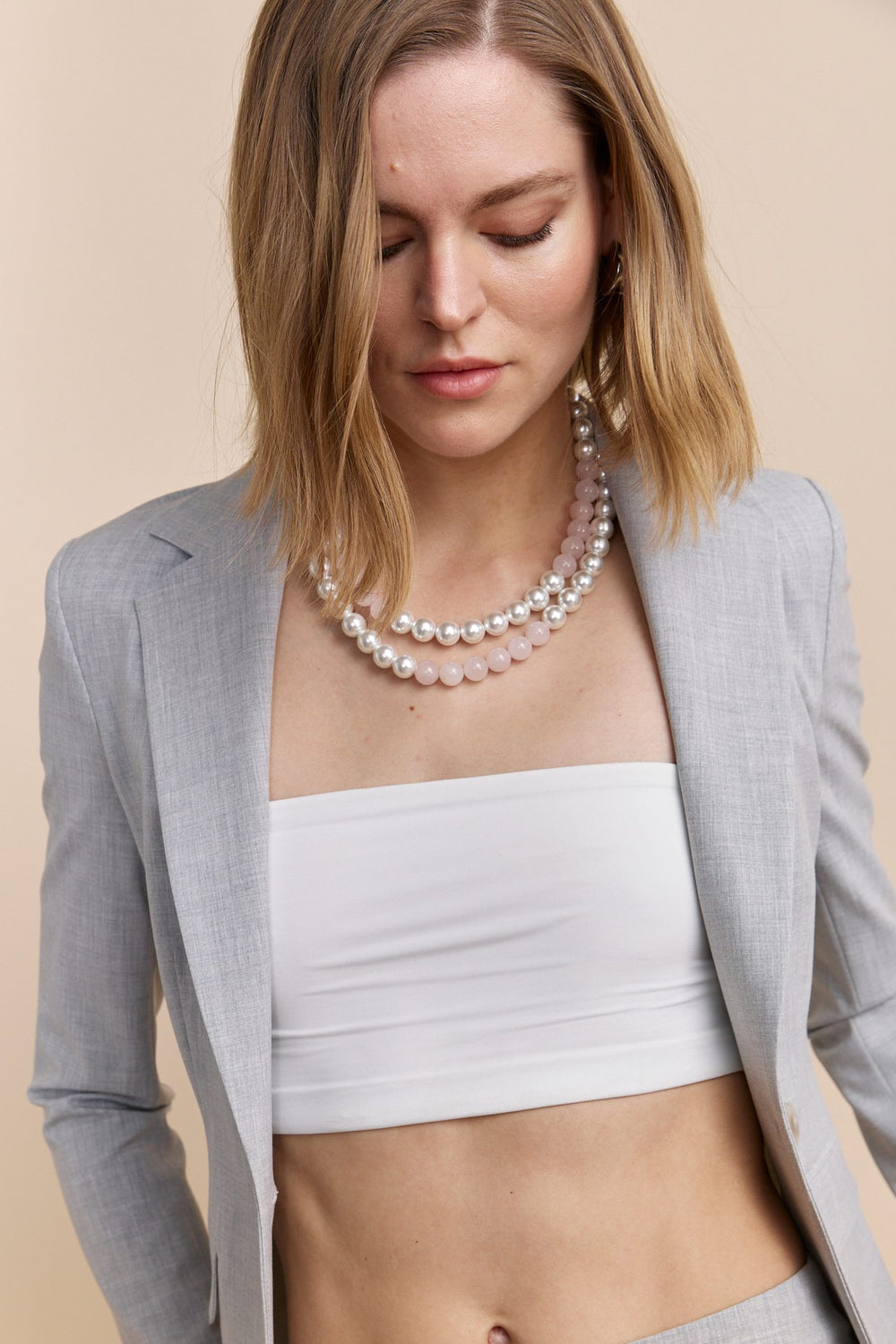 Double row pearl necklace