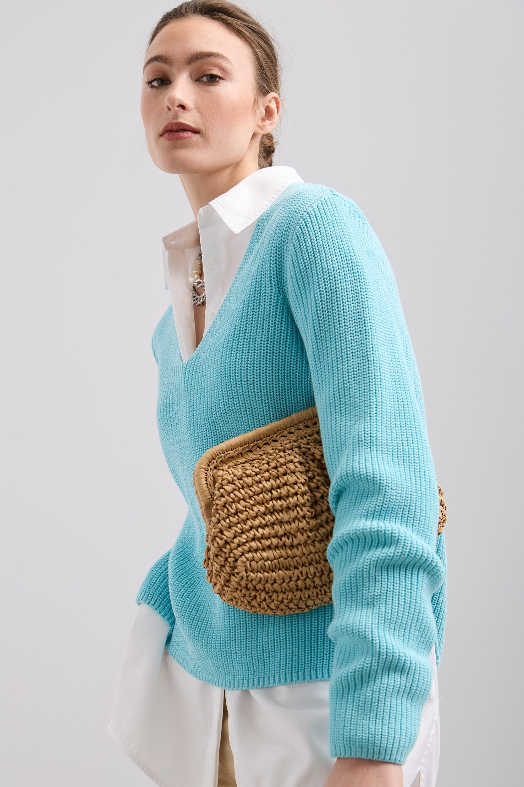 Raffia pouch bag