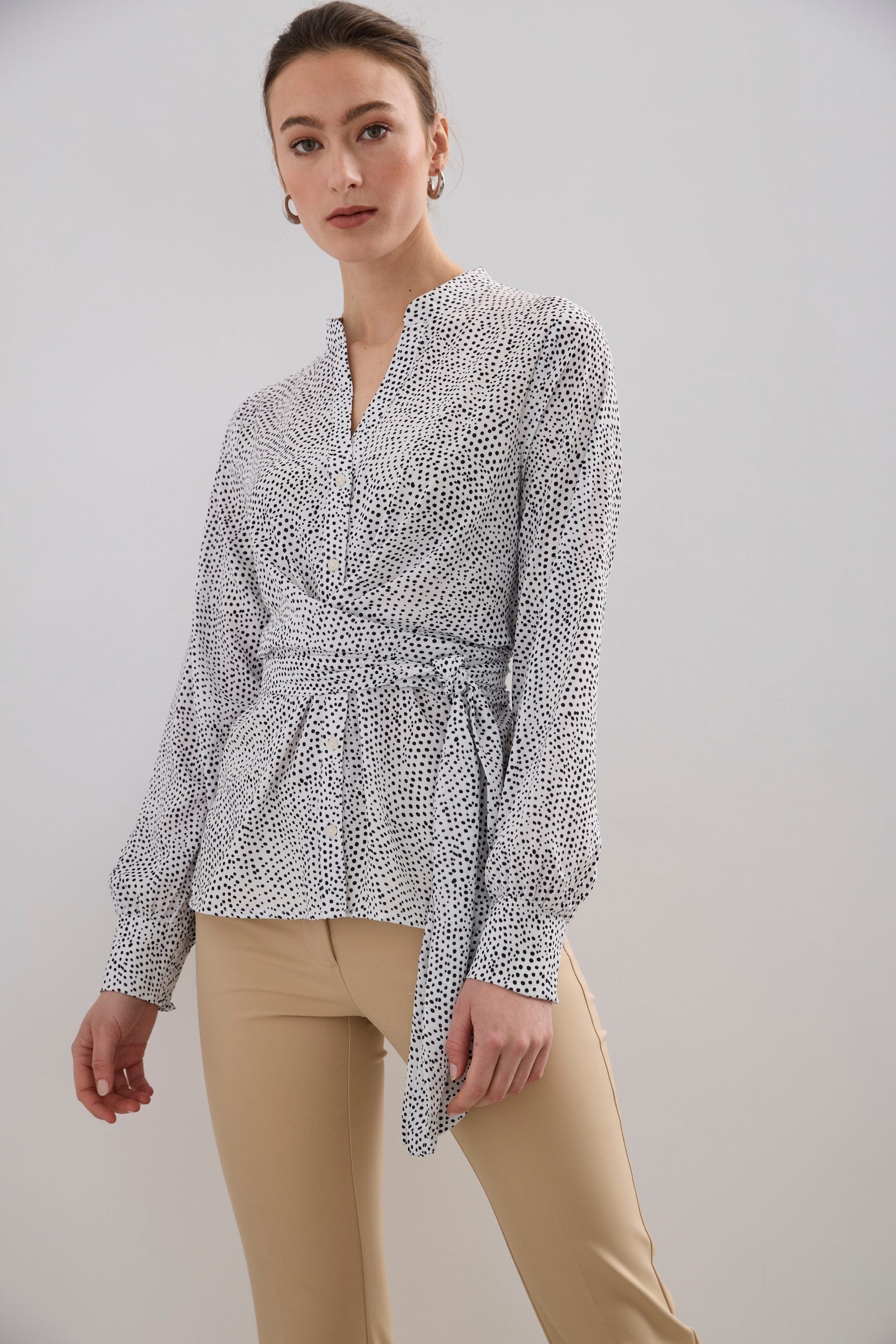 Polka dot wrap blouse