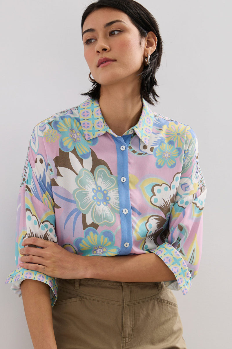 Oversized multi print blouse