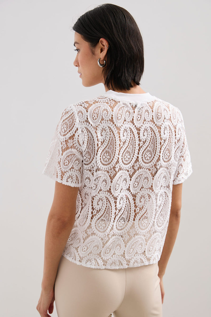 Boxy lace short sleeve top