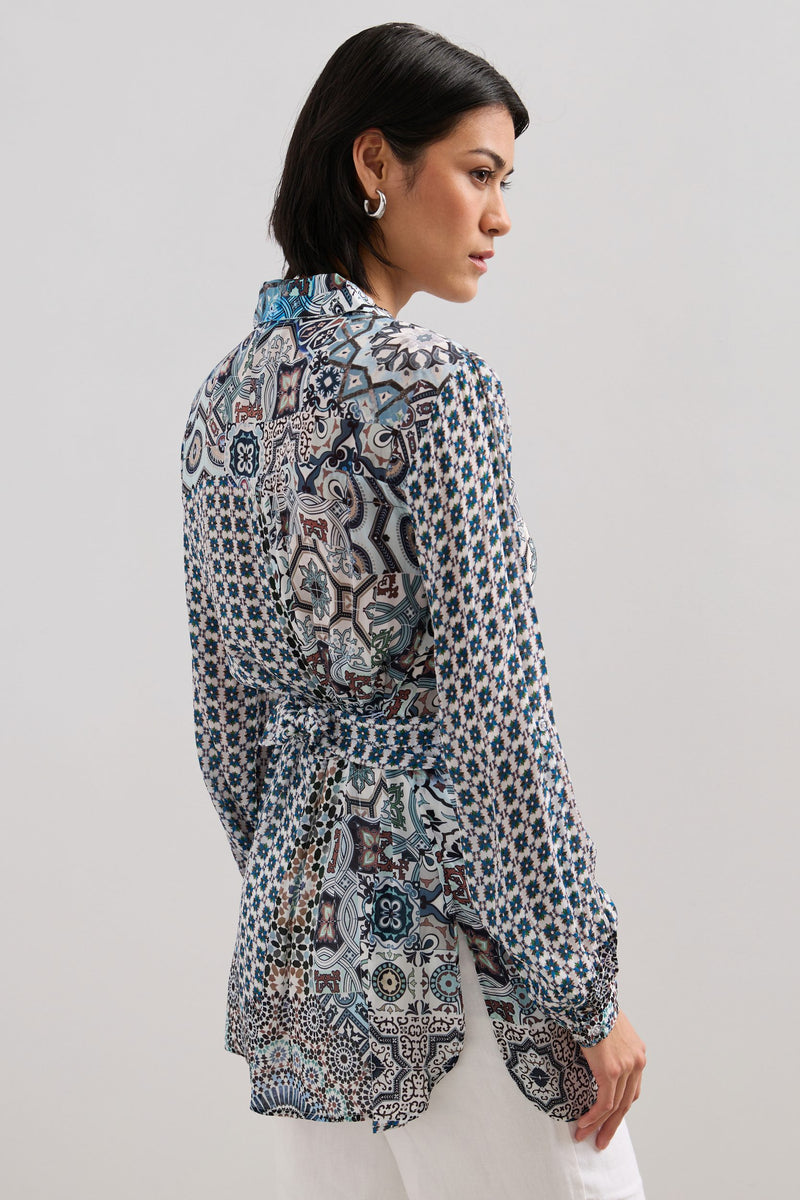 Printed shirt with belt