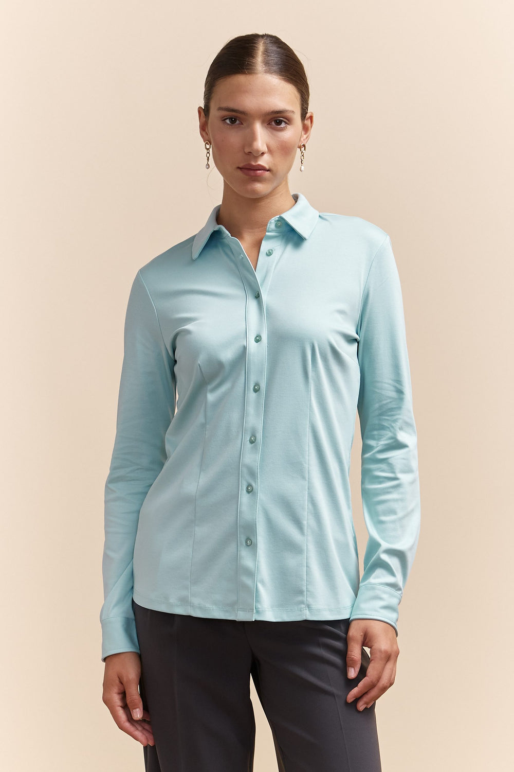 Fitted cotton jersey shirt