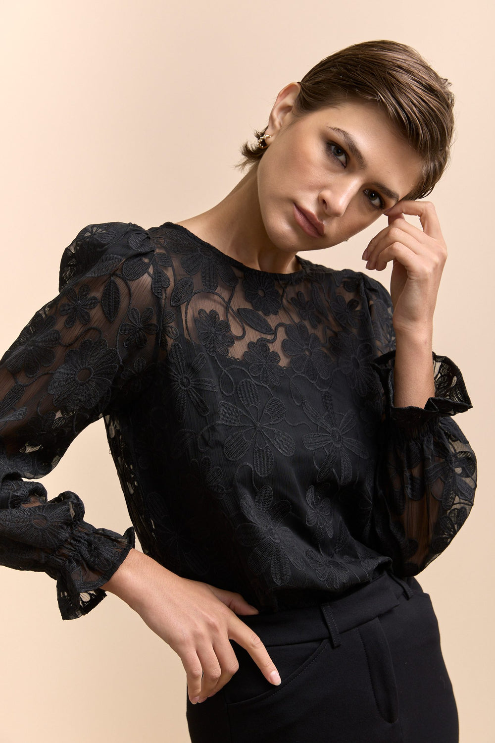 Blouse with flared cuff