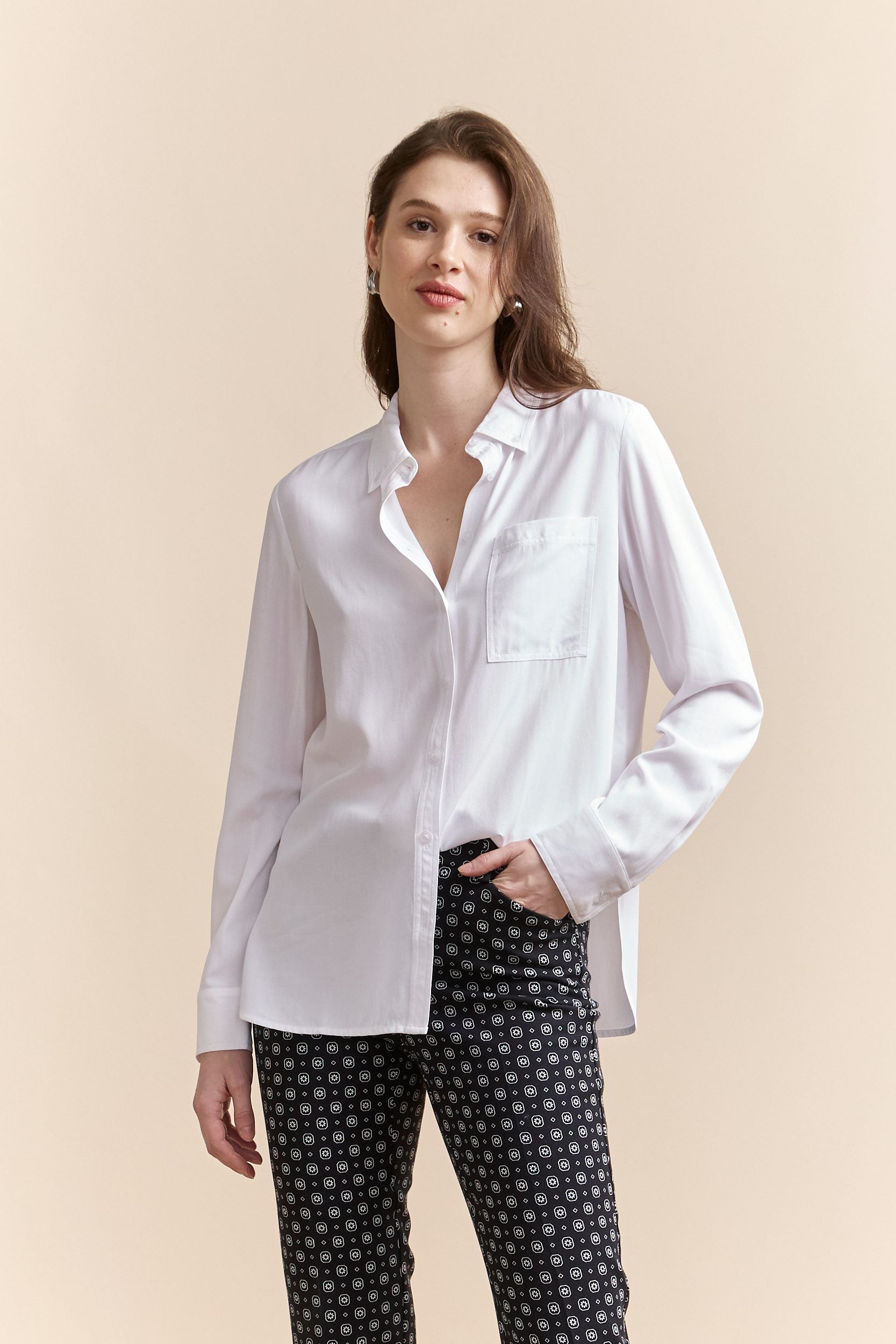 Shirt with button down collar