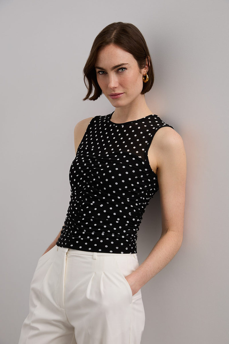 Polka dots micro mesh top