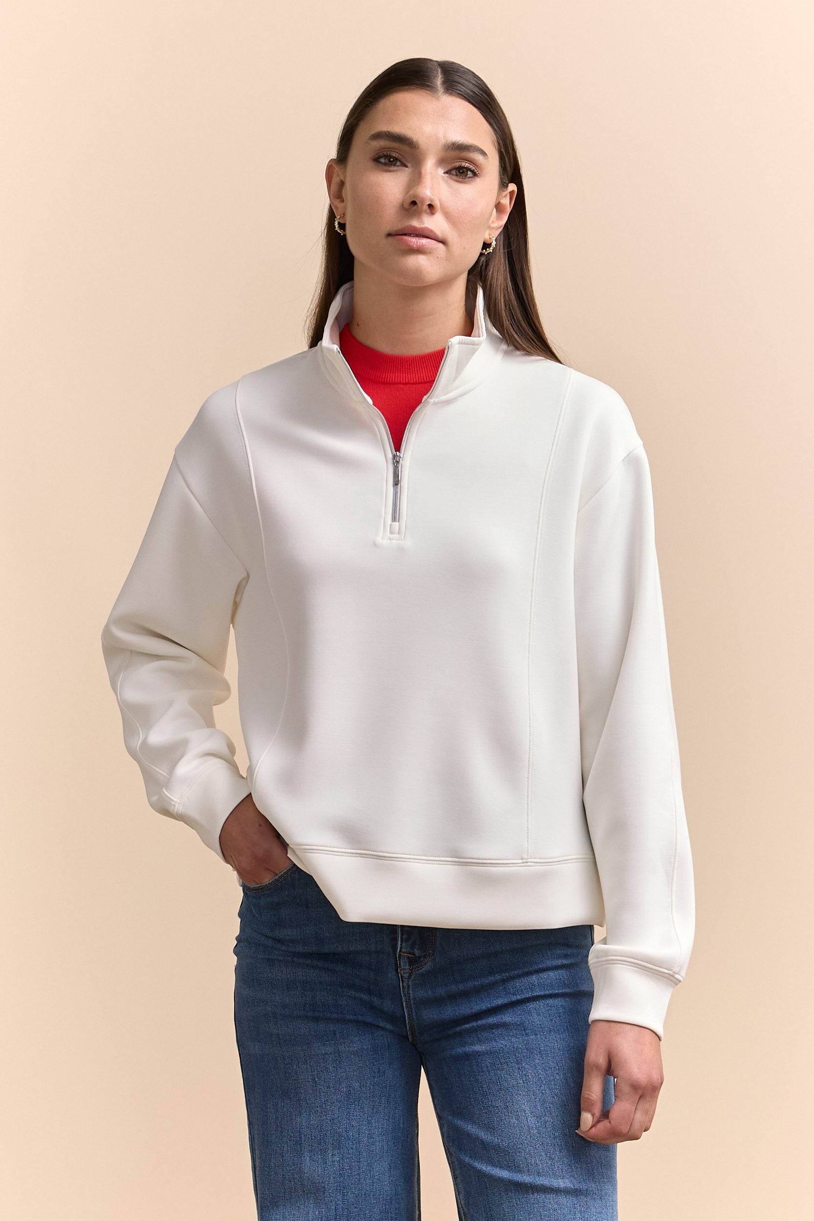 Sweat-shirt en ponte à zipper