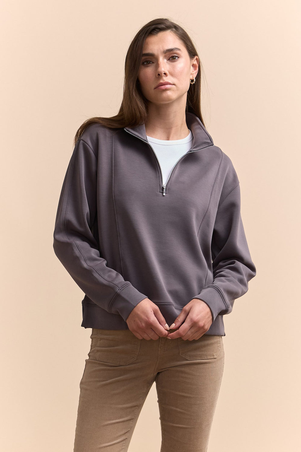 Sweat-shirt en ponte à zipper