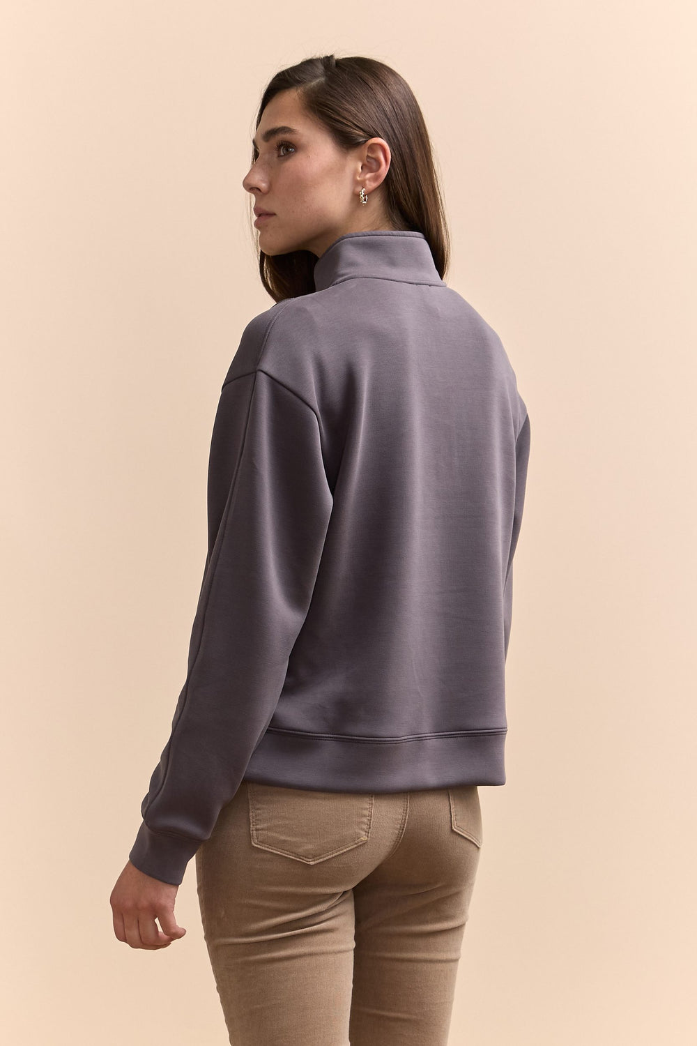 Sweat-shirt en ponte à zipper