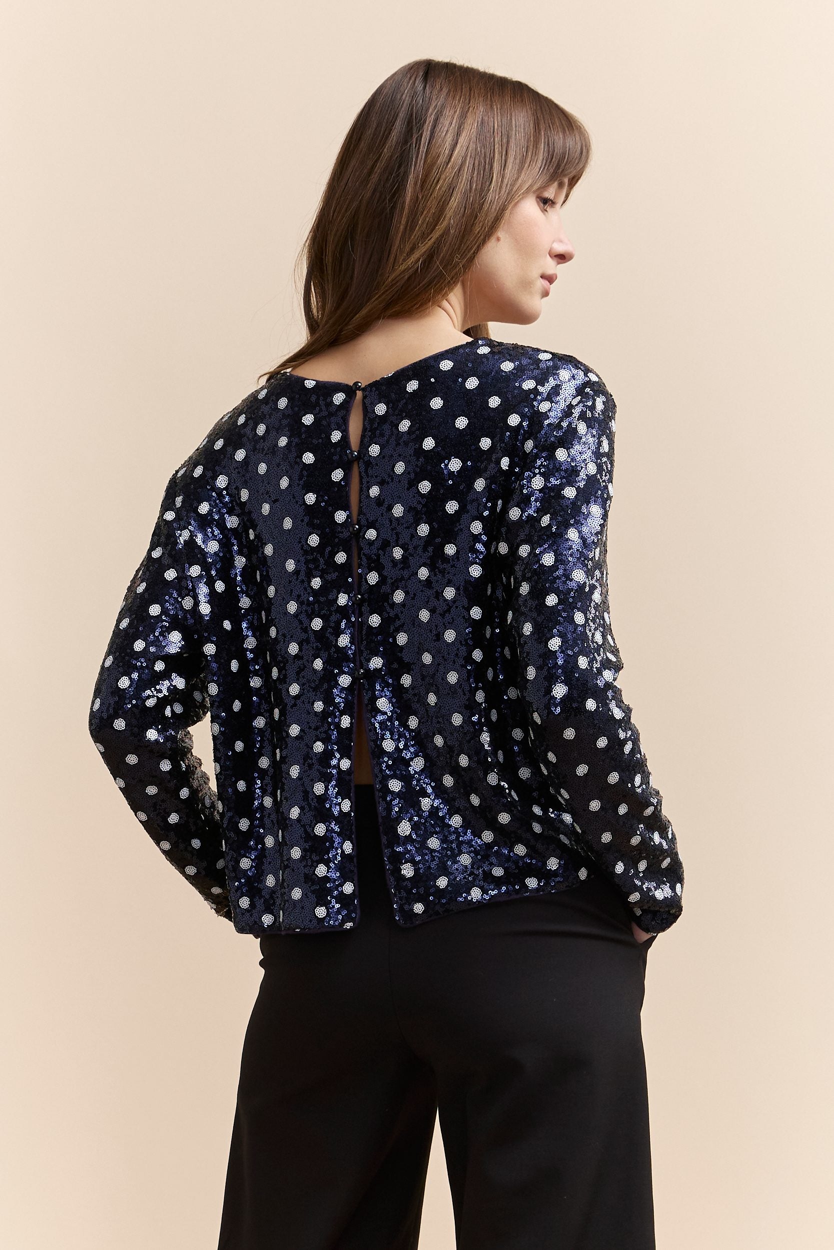 Sequin polka dot top on sale