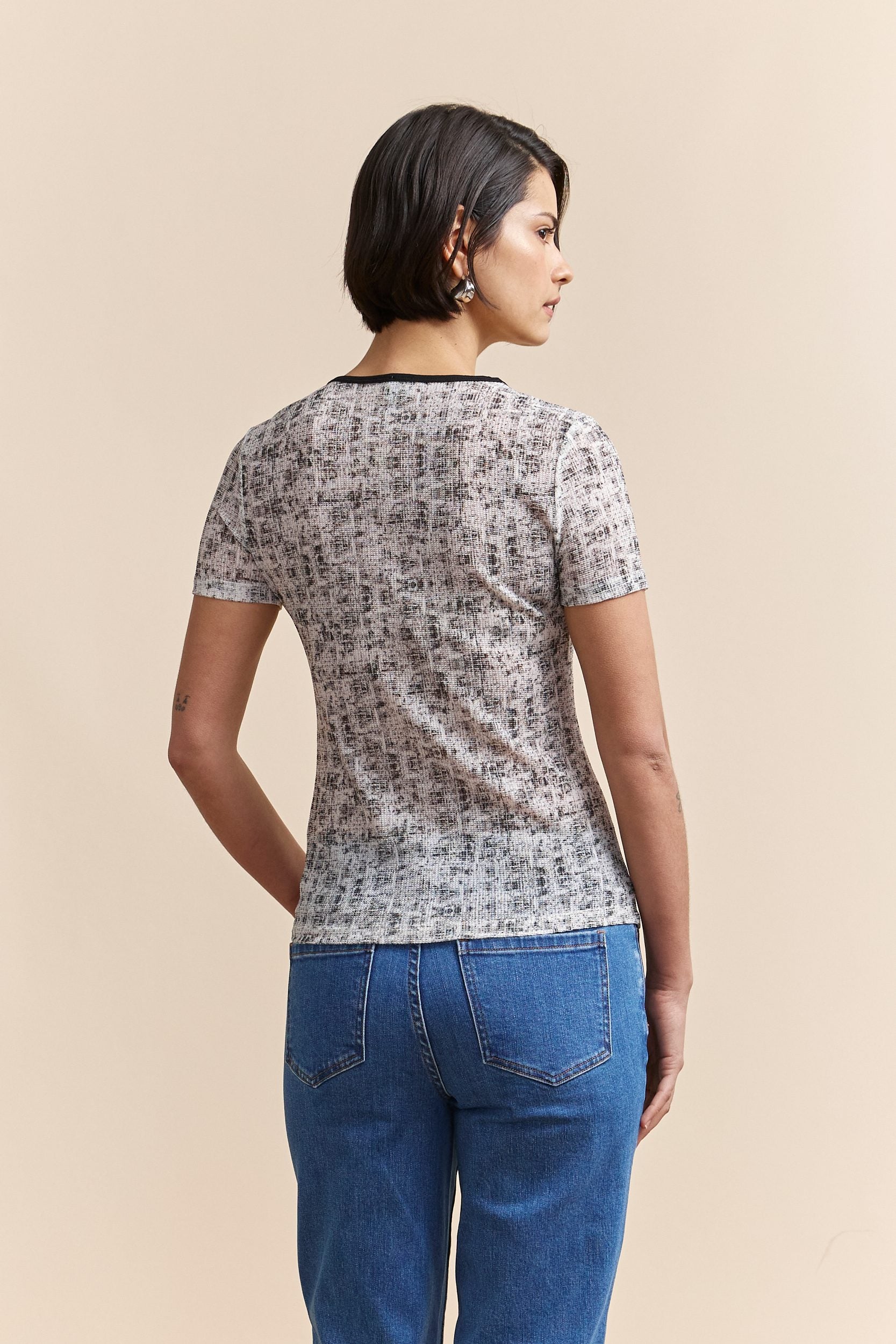 Textured T-shirt with print