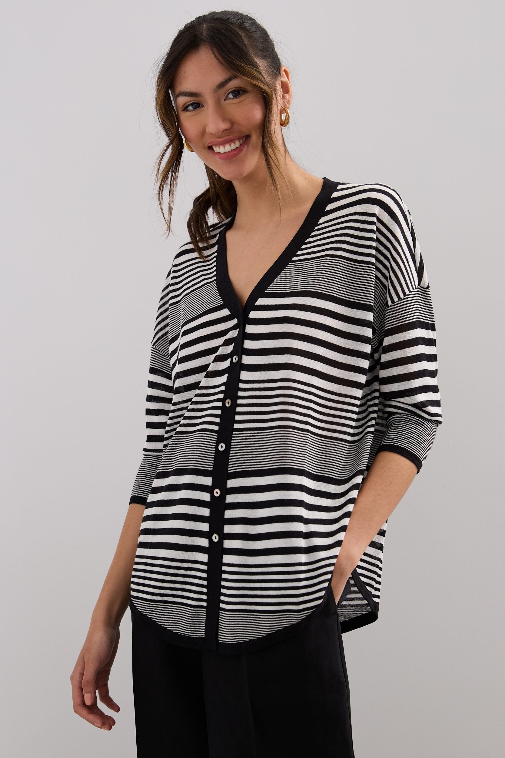 Striped loose cardigan