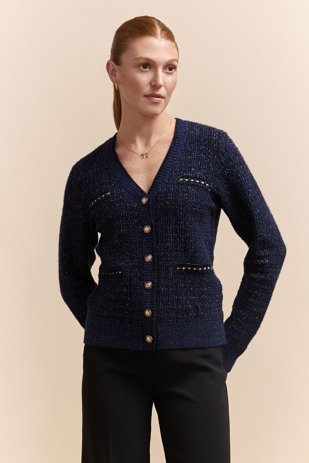 Cardigan with lurex detail