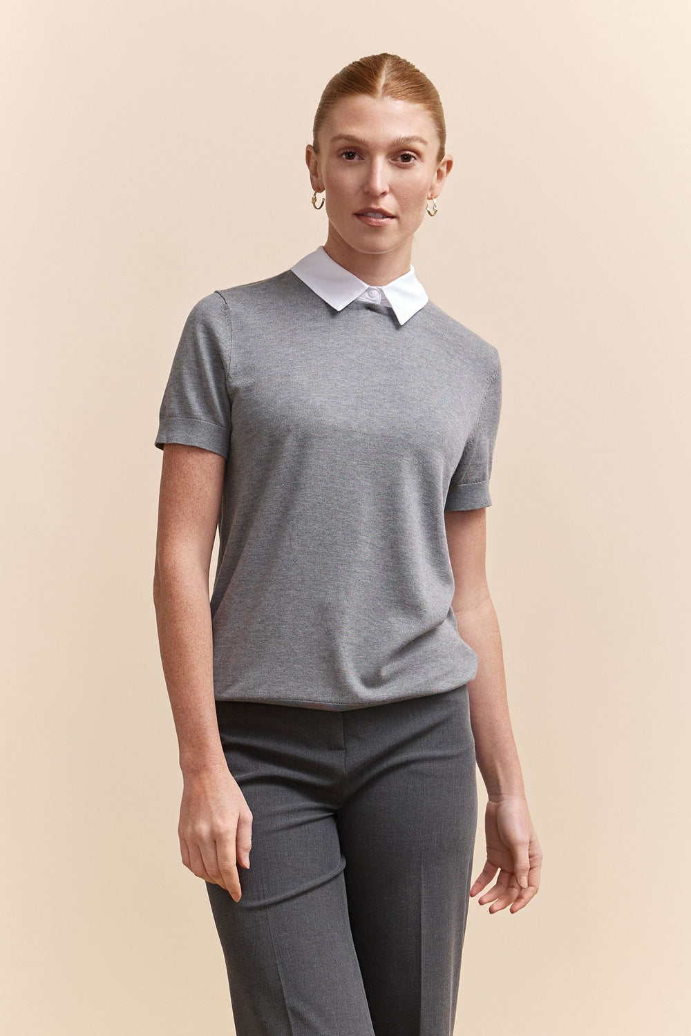 Sweater with removable shirt collar