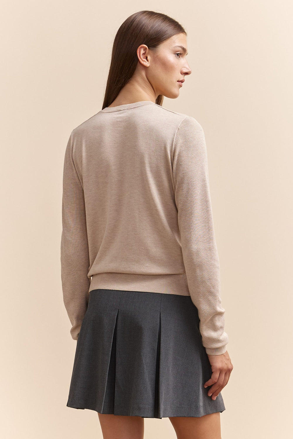 Henley collar sweater with lurex detail