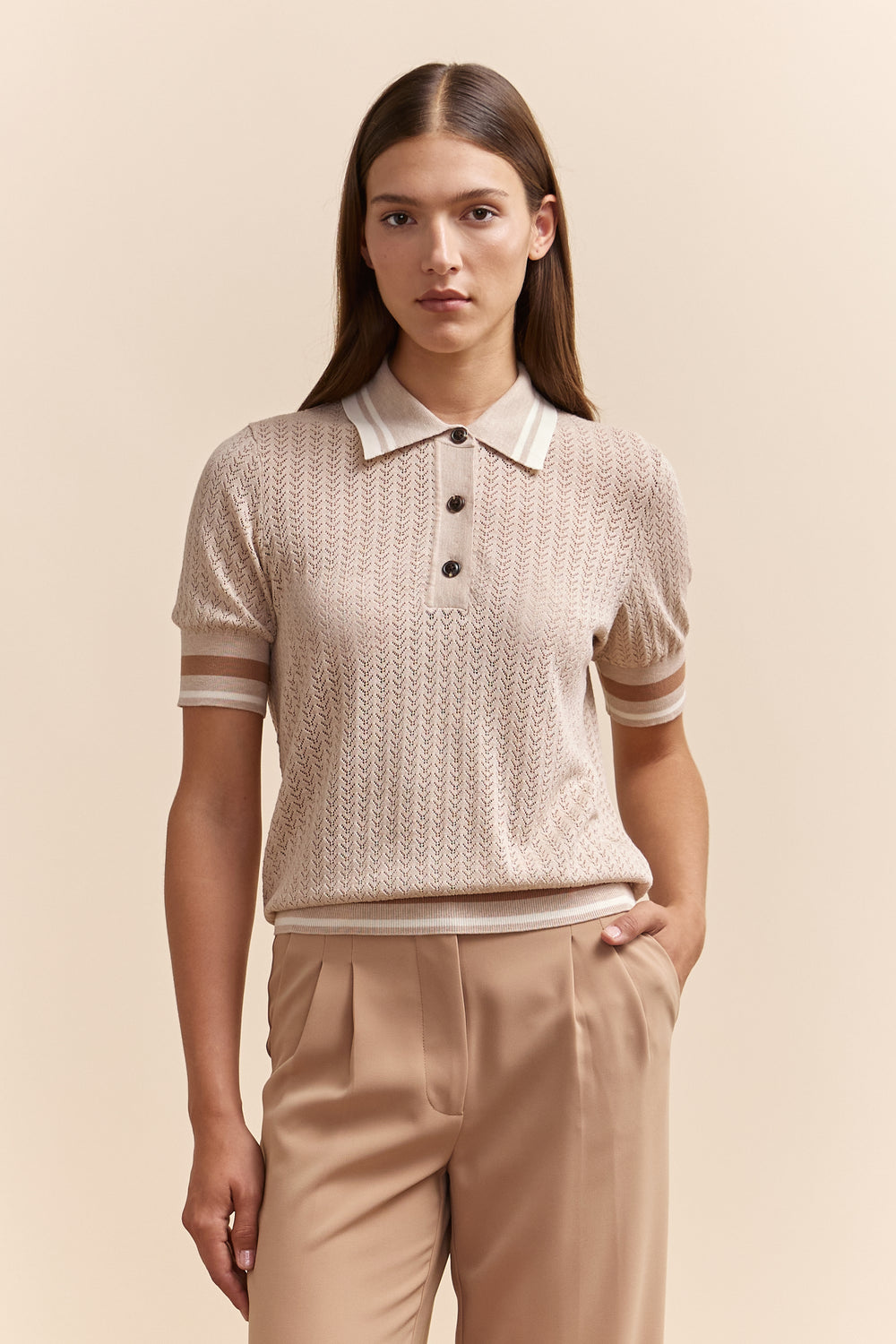 Polo en maille texturée