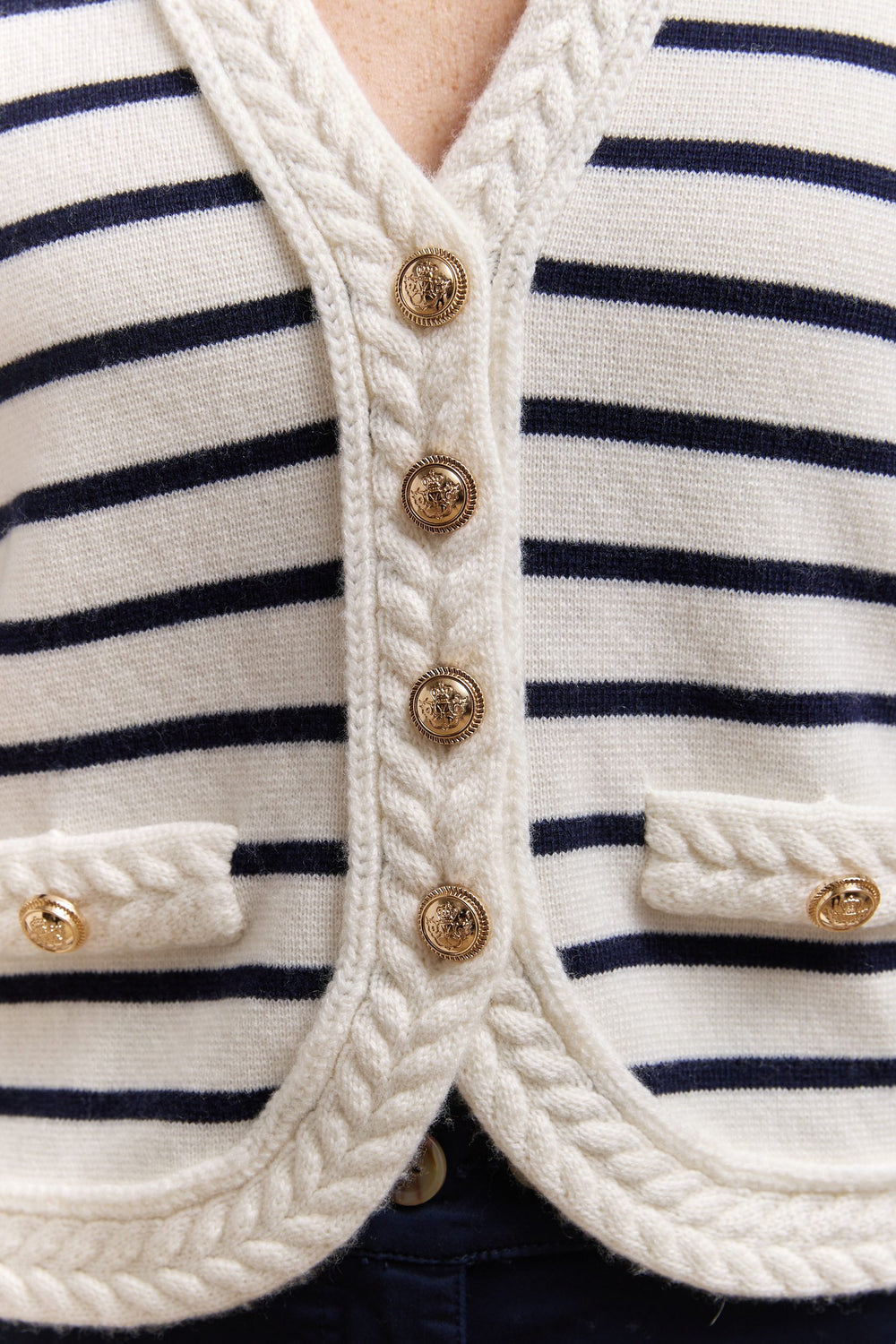 Striped cardigan in soft wool and cashmere