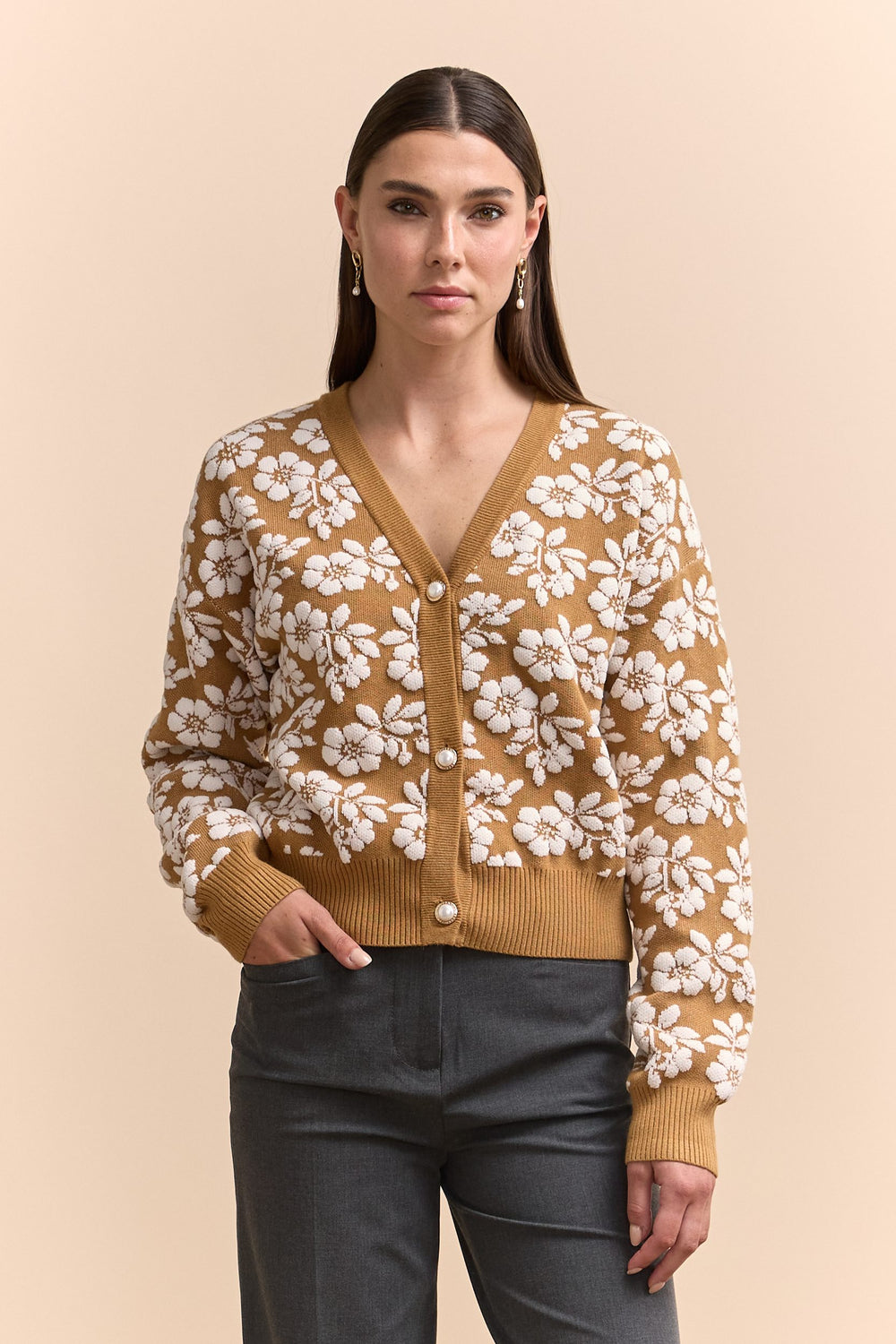 Cardigan à motif de fleurs