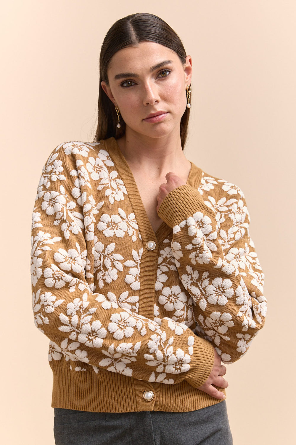 Cardigan à motif de fleurs