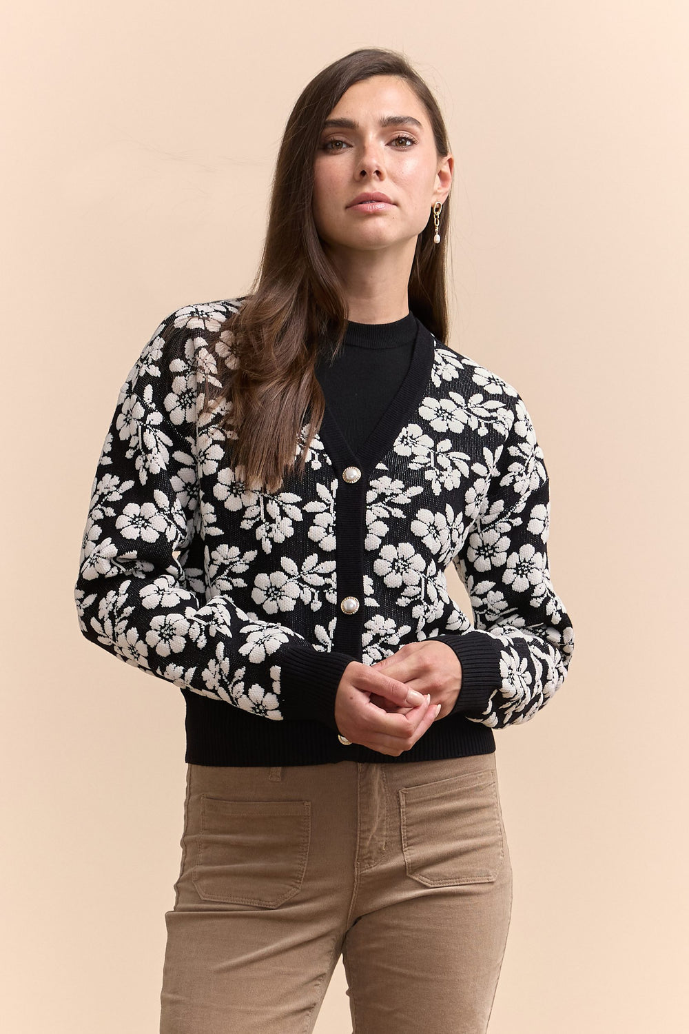 Cardigan à motif de fleurs