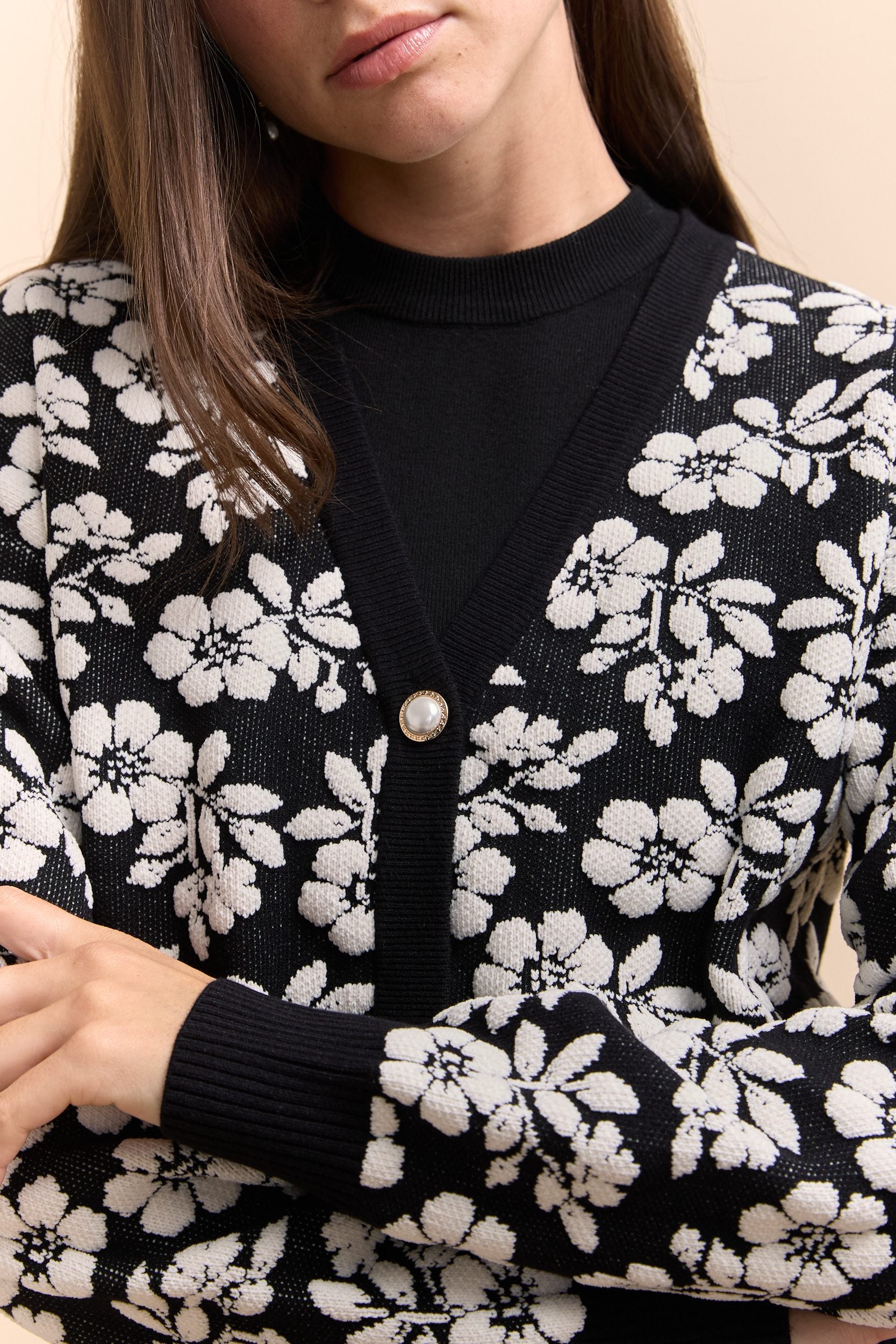 Cardigan à motif de fleurs