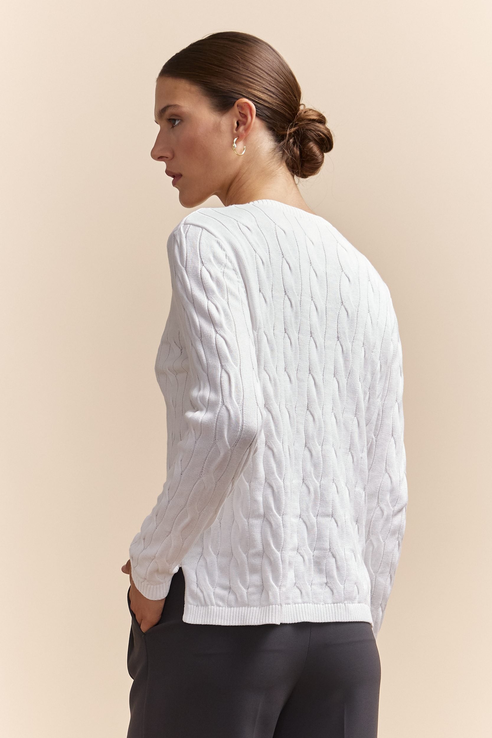 V neck cable sweater