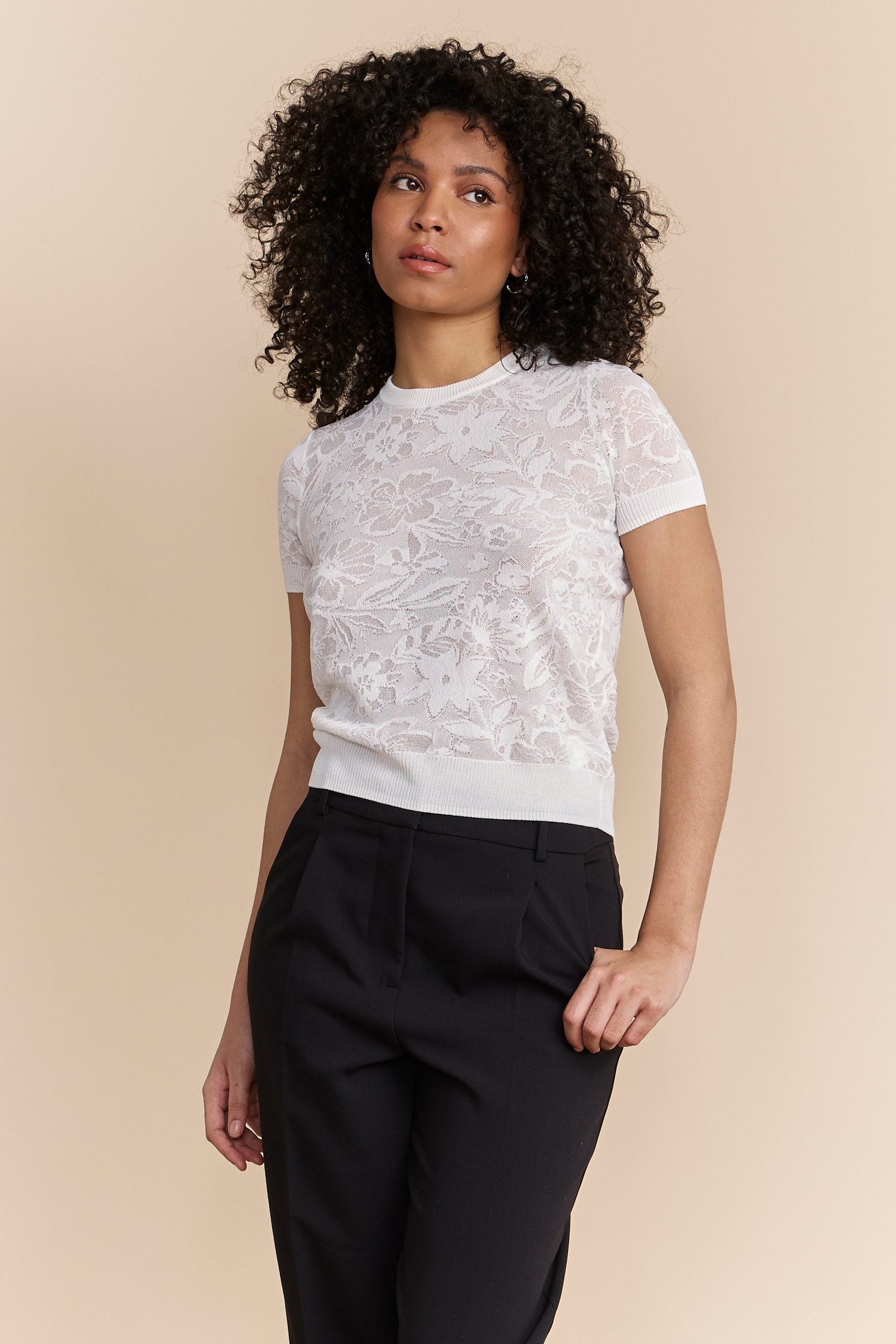 Top with mesh and floral design