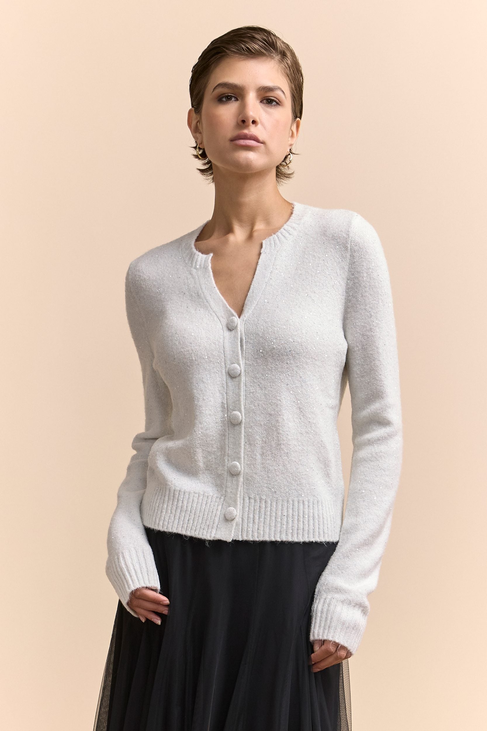 Textured Knit Buttoned Cardigan