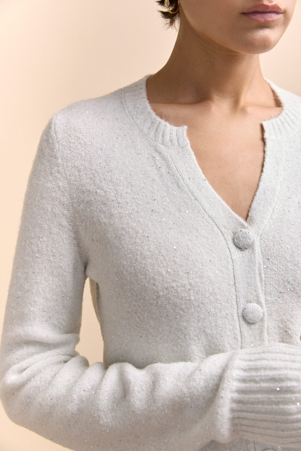 Textured Knit Buttoned Cardigan