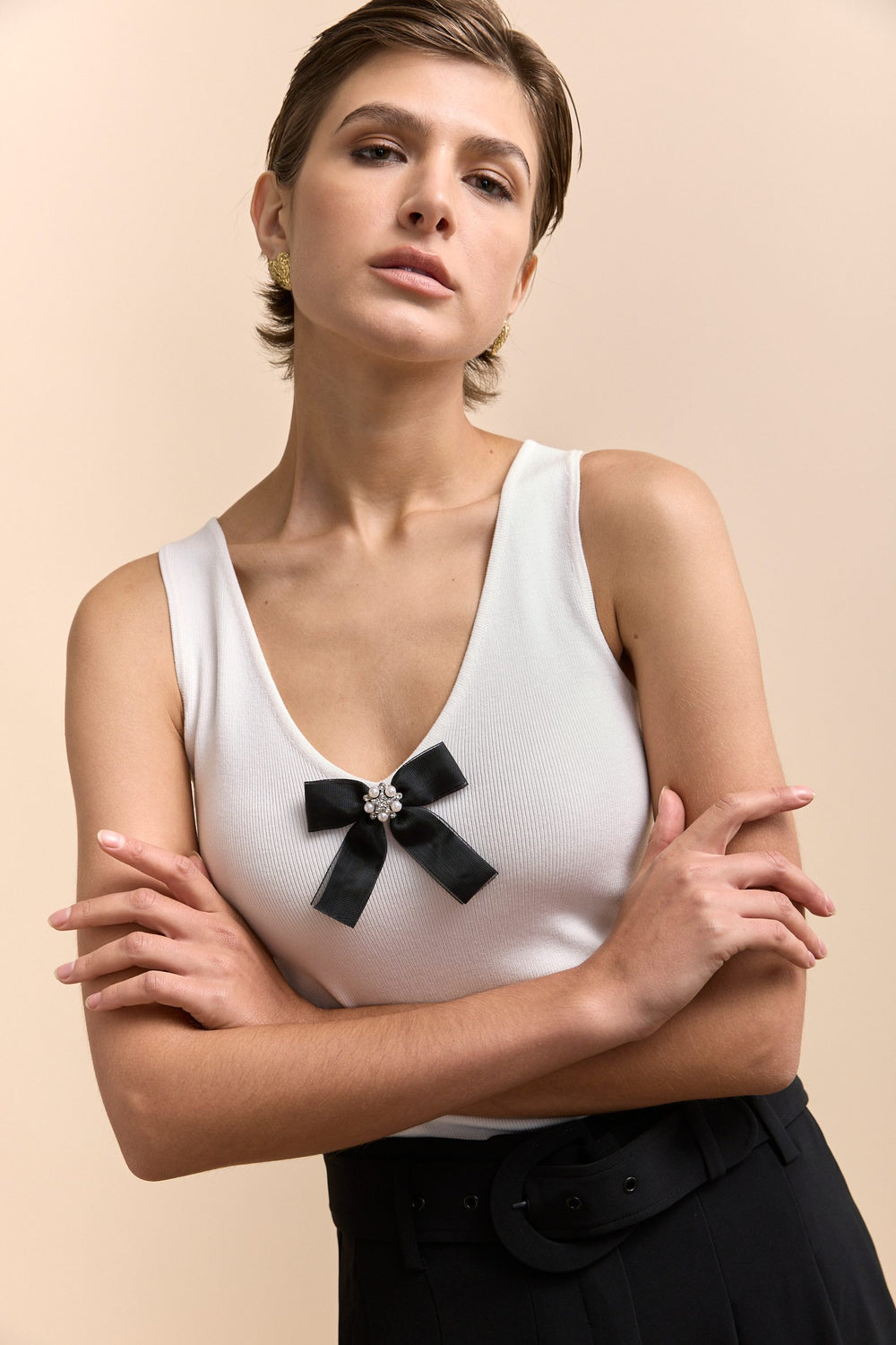 Cami knit with bow detail