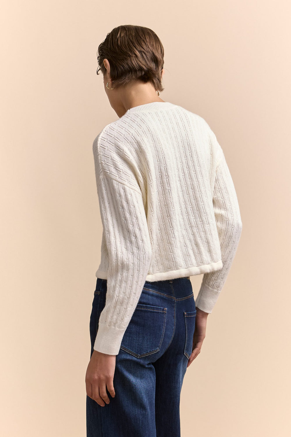 Textured sweater with drawstring