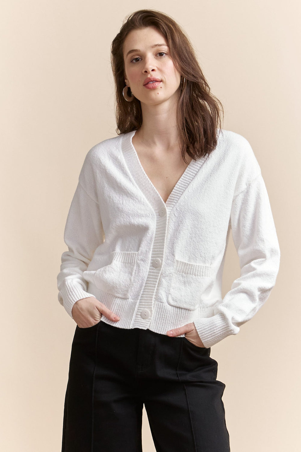 Cardigan ample en cotton bouclé