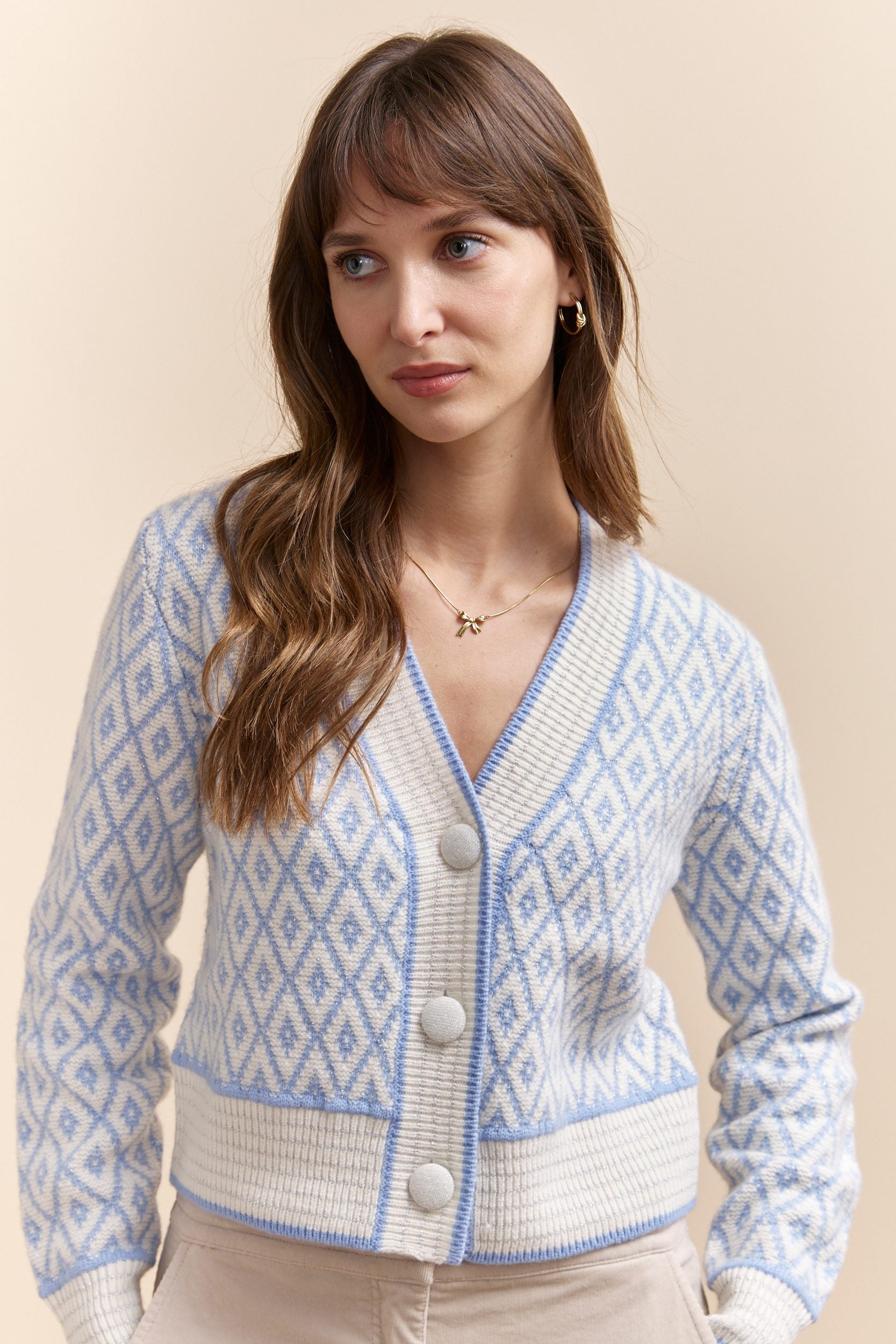 Cardigan à motif géométrique