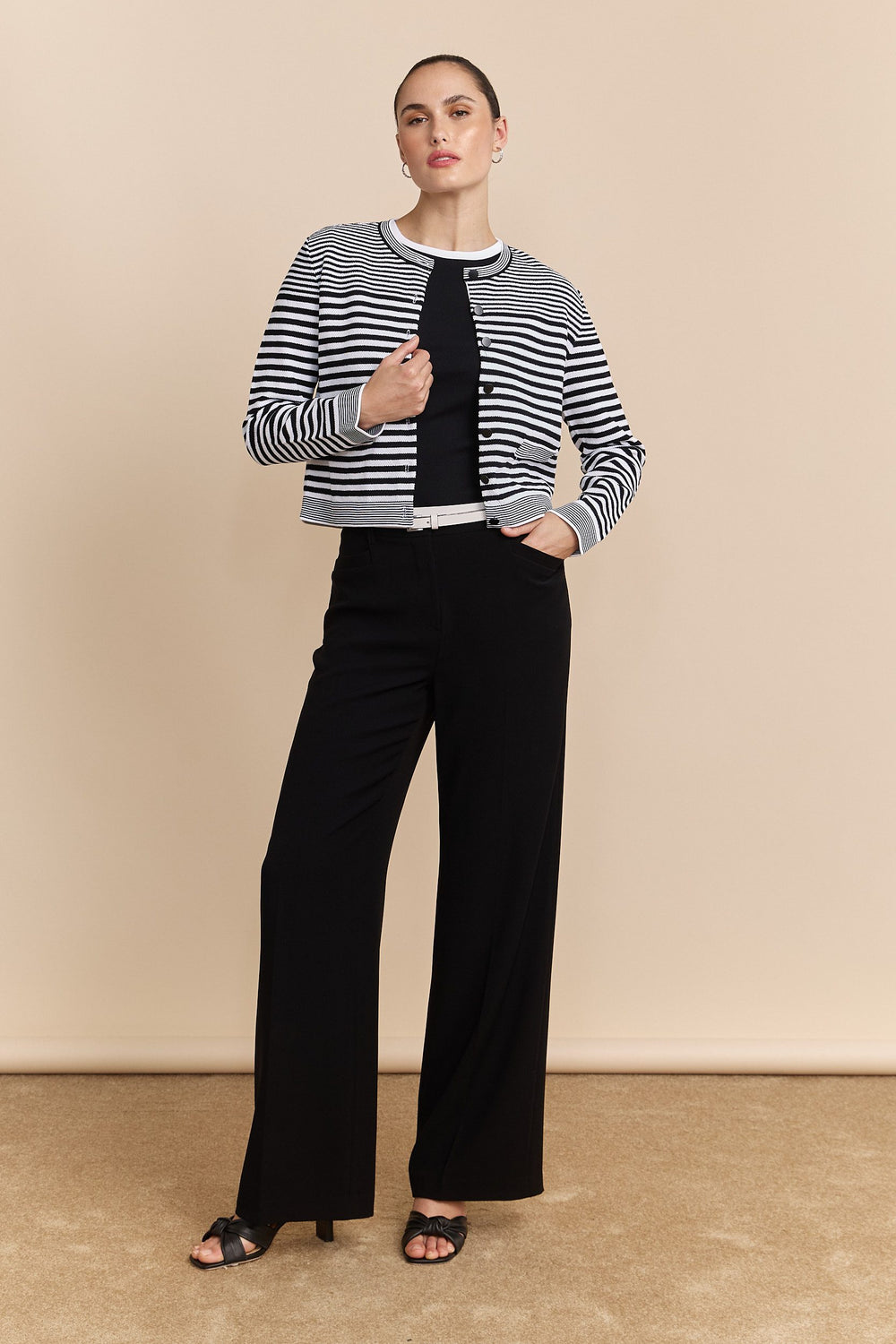 Textured stripes knitted cardigan