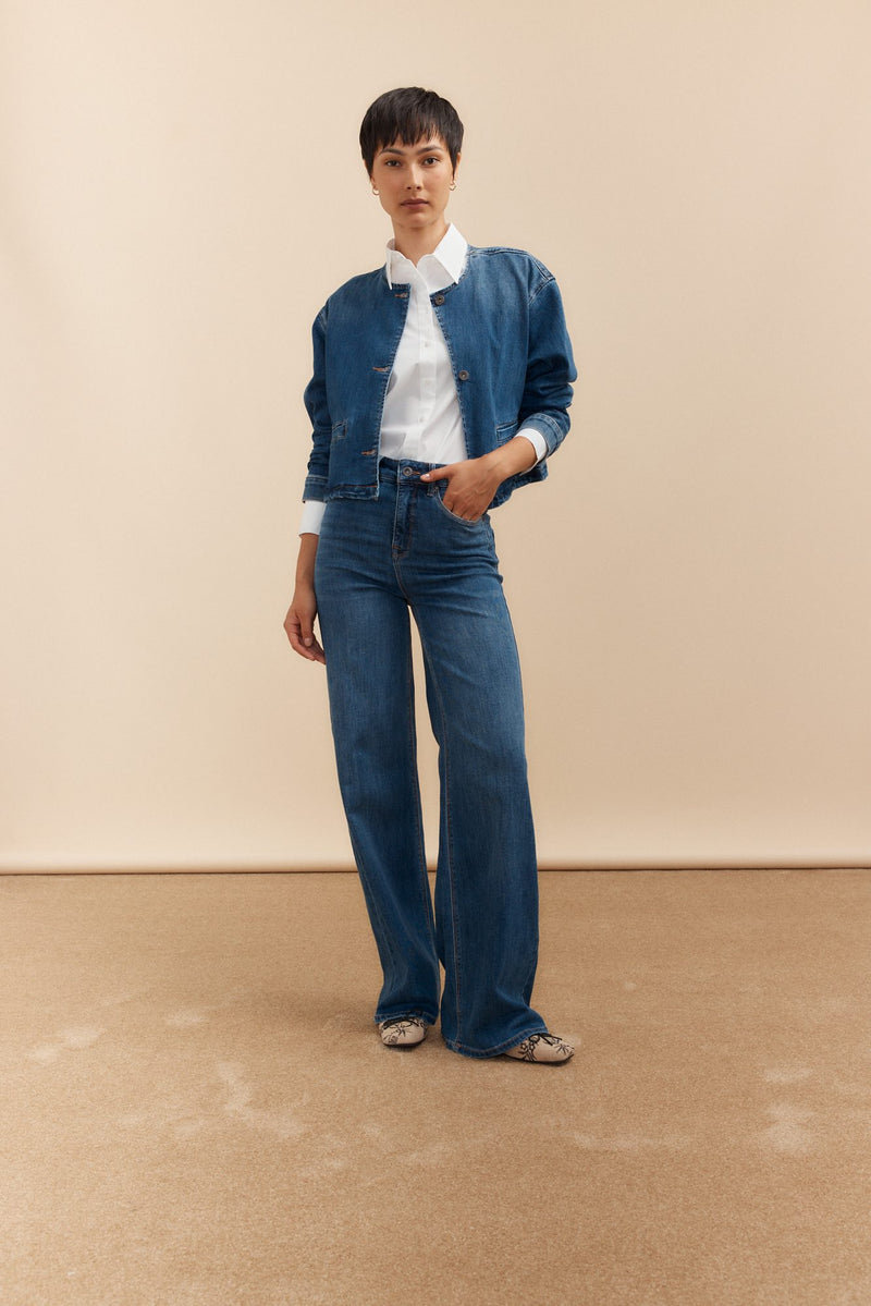 High rise straight-leg jeans