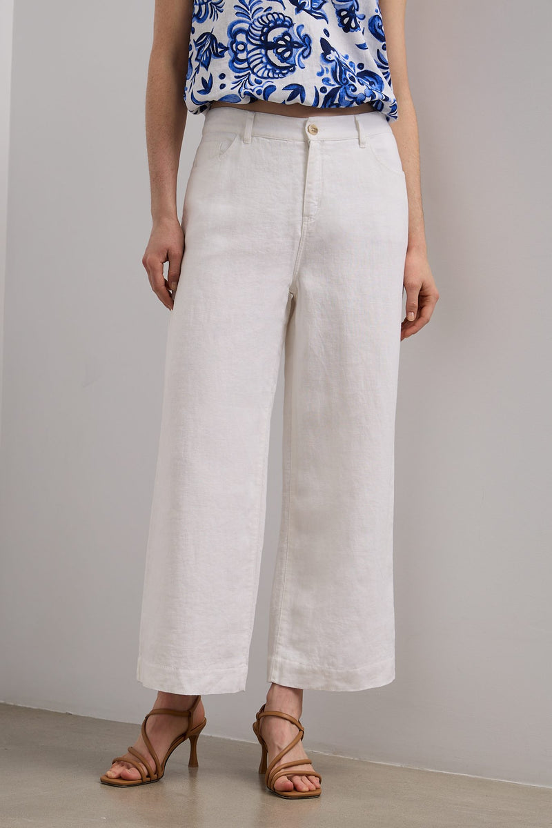 Wide leg crop high waist linen pants