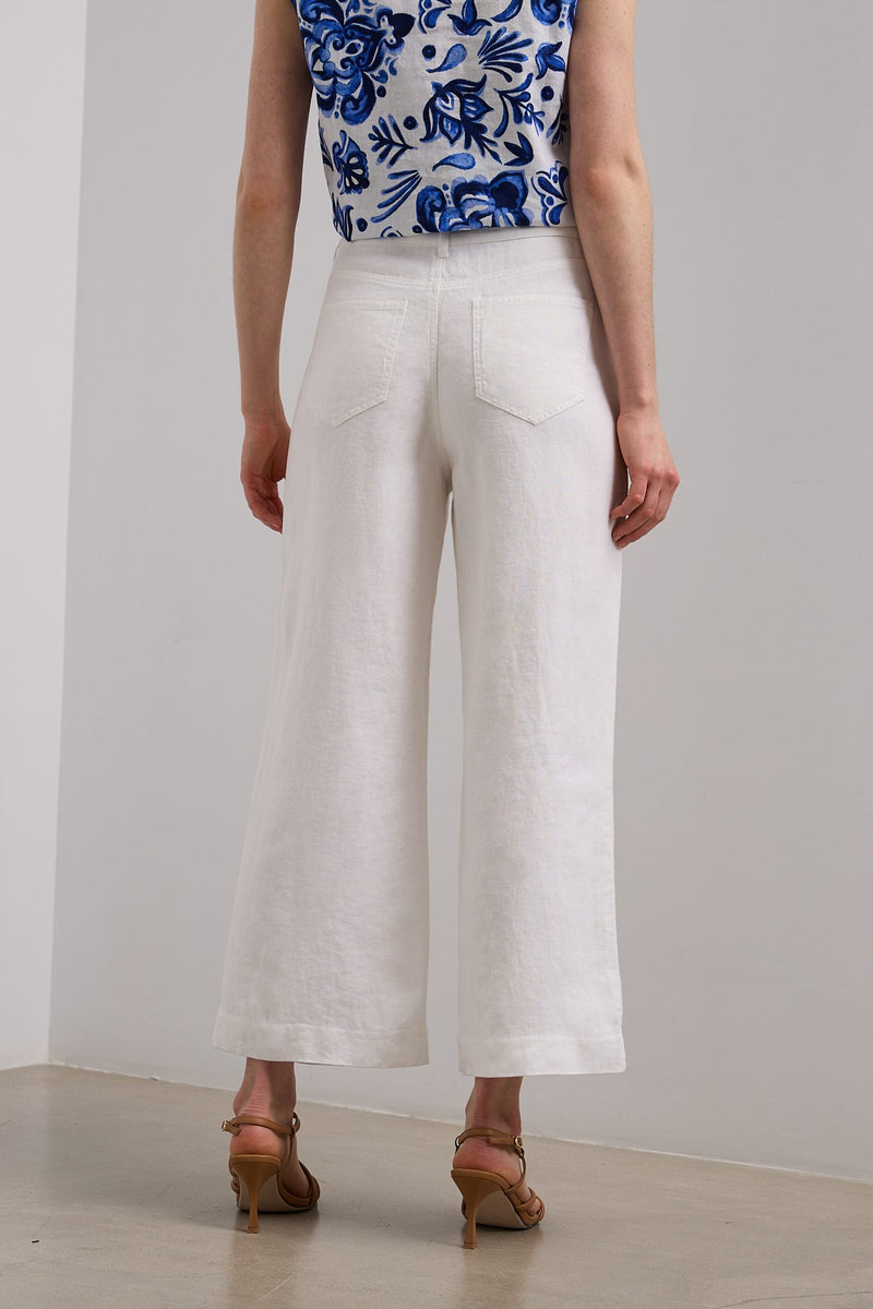 Wide leg crop high waist linen pants