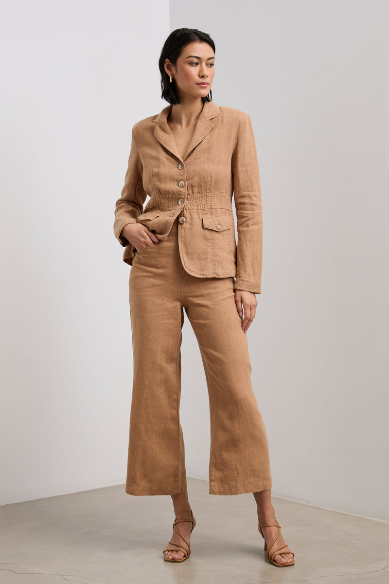 Wide leg crop high waist linen pants