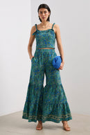 Wide leg pant with gathering