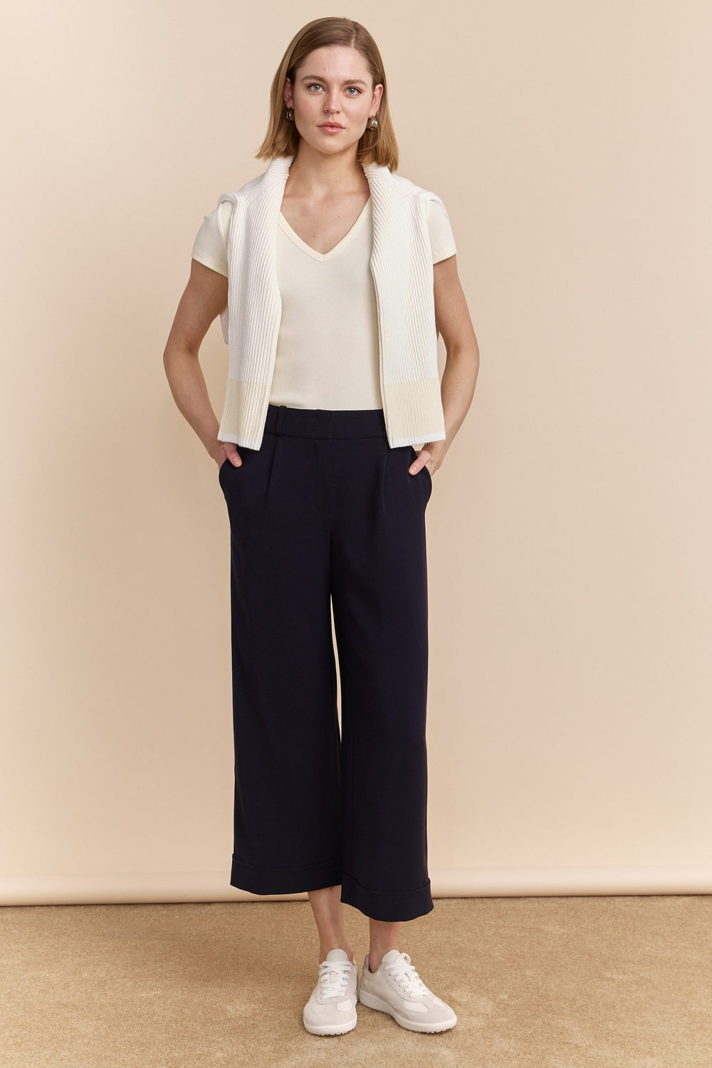 Wide leg pant with cuff