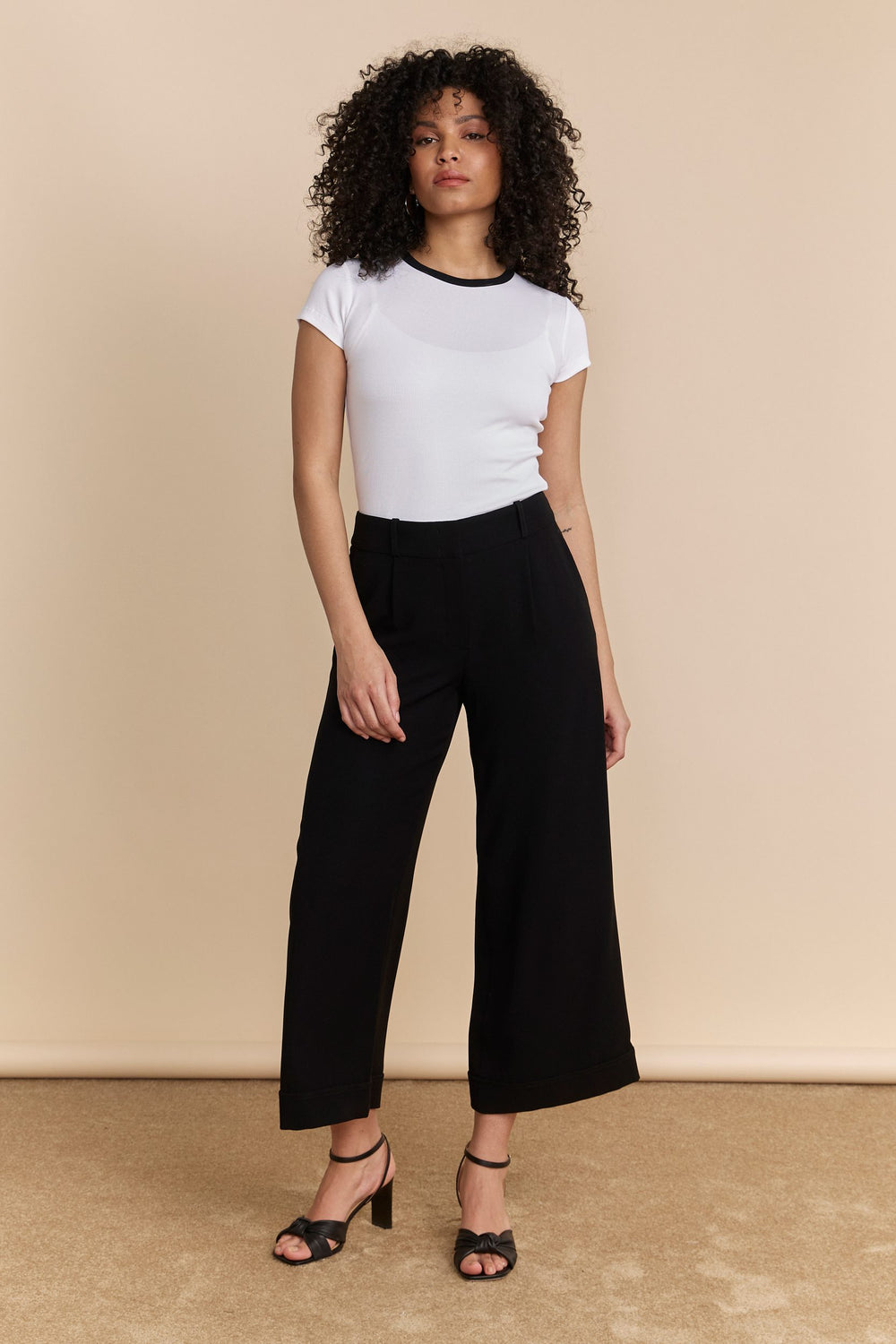 Wide leg pant with cuff