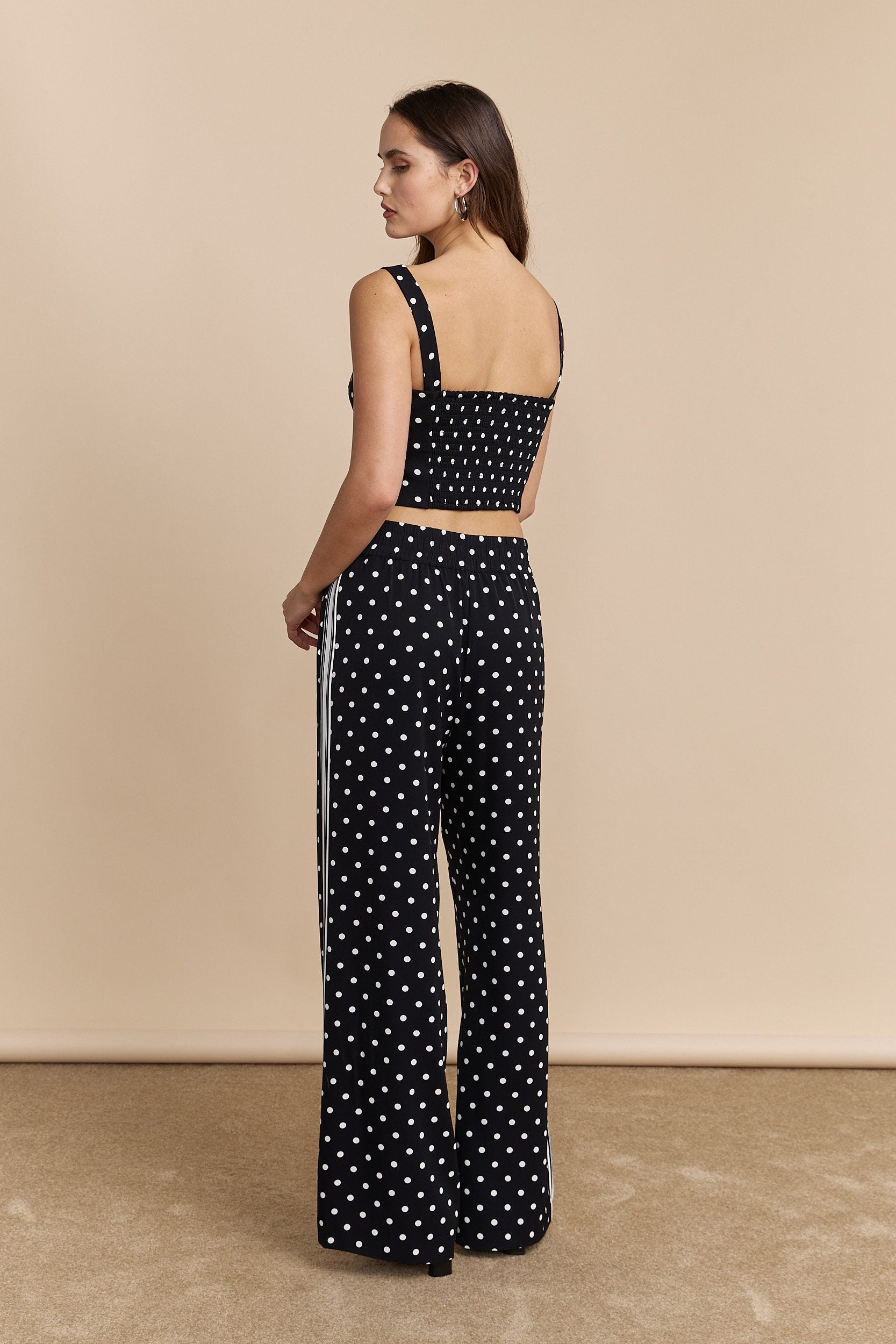 Polka dot wide leg pant