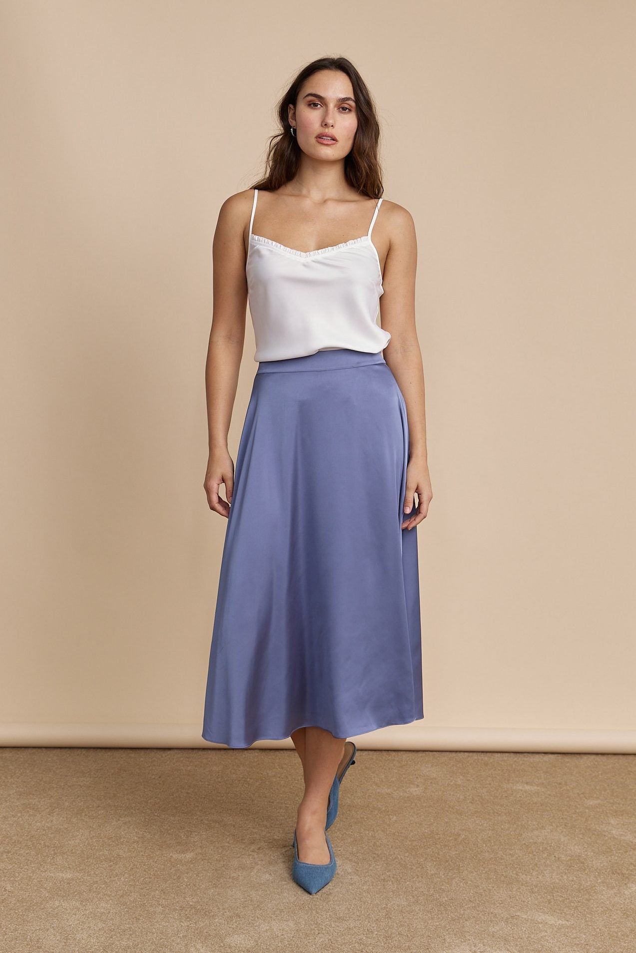 Satin skirt with elastic waist