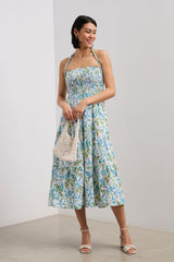 Multi way printed dress with ruching