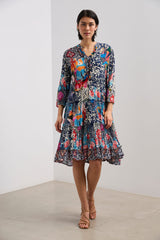 Printed dress with frills