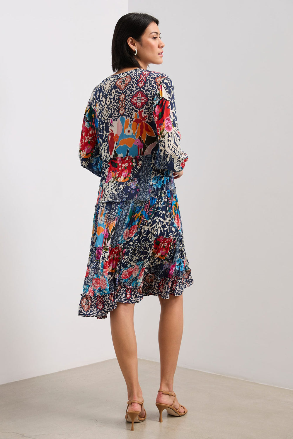 Printed dress with frills