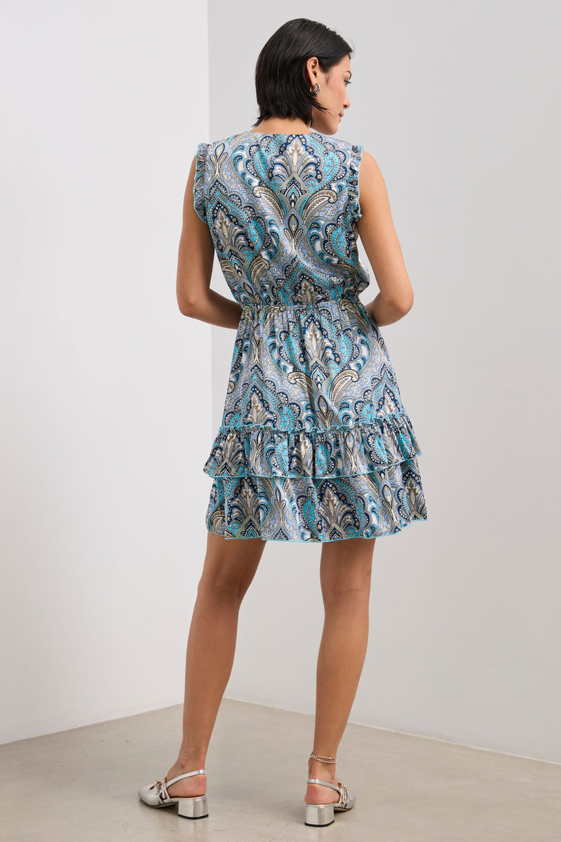 Fluid printed dress with frill