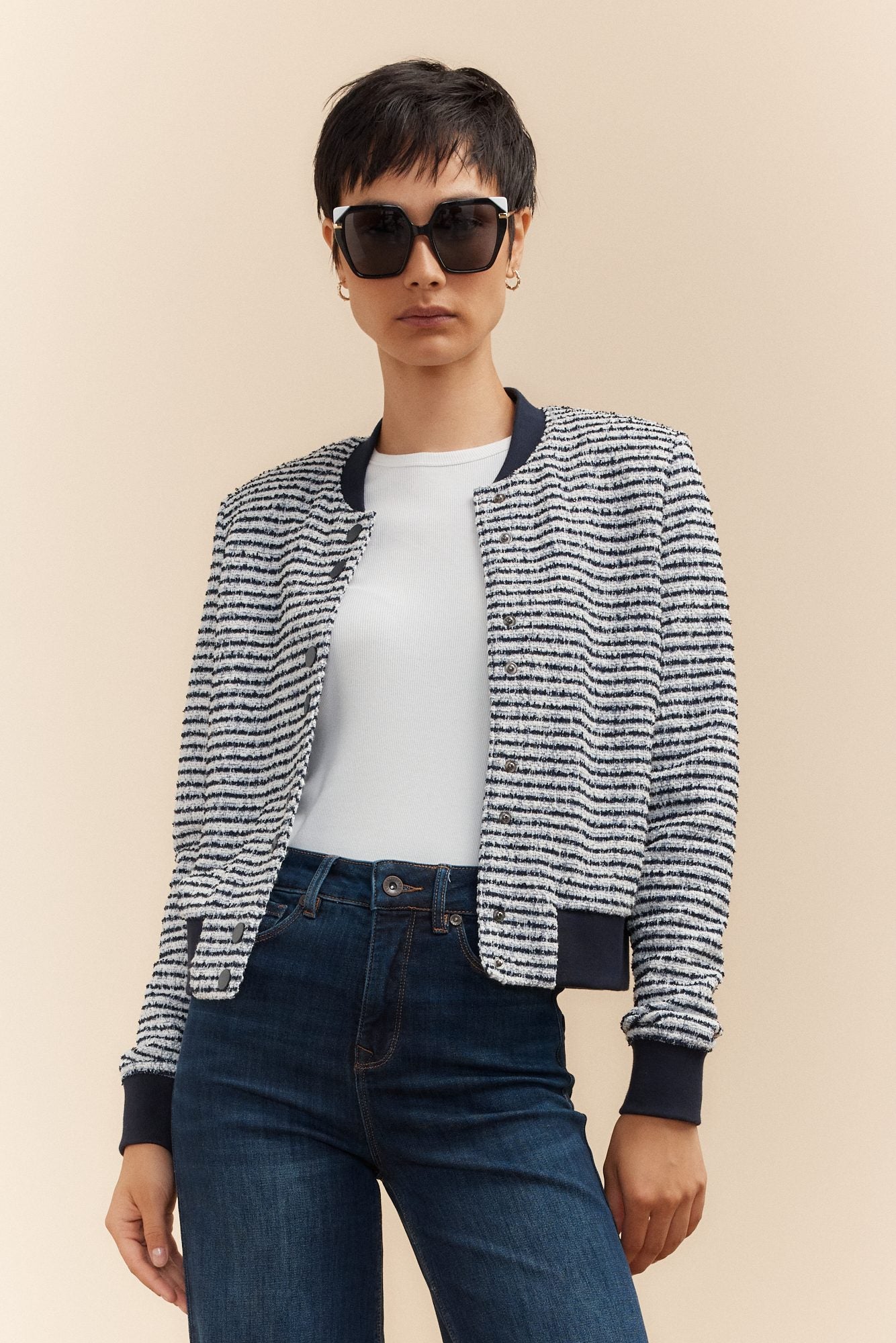 Striped bomber jacket