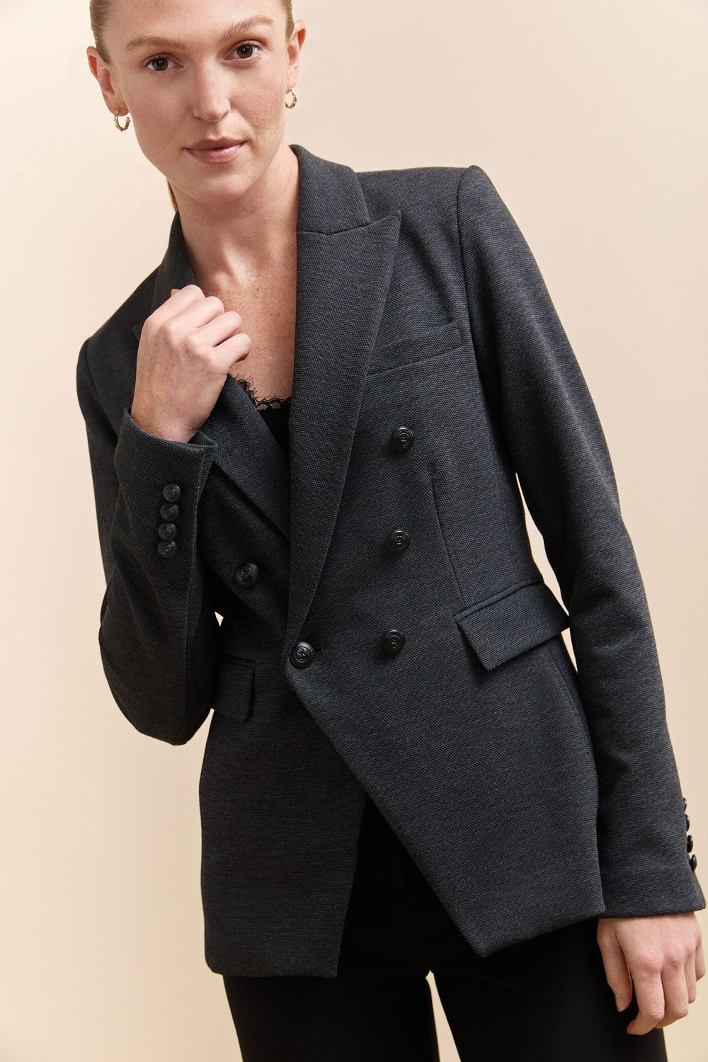 Double-Breasted Stretch Blazer